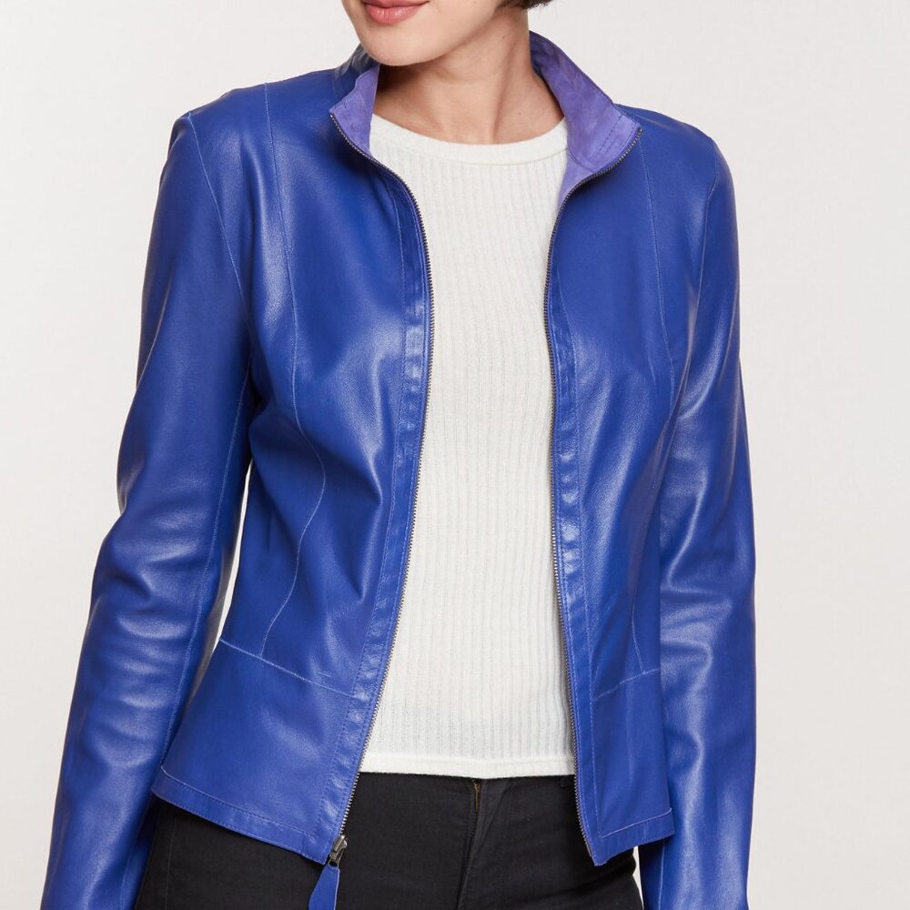 Overland Nicky Reversible Goatskin Suede Leather Jacket Sz Large NWT